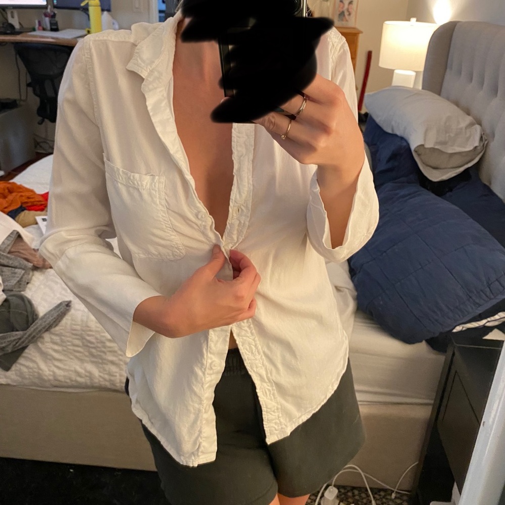 White linen button down